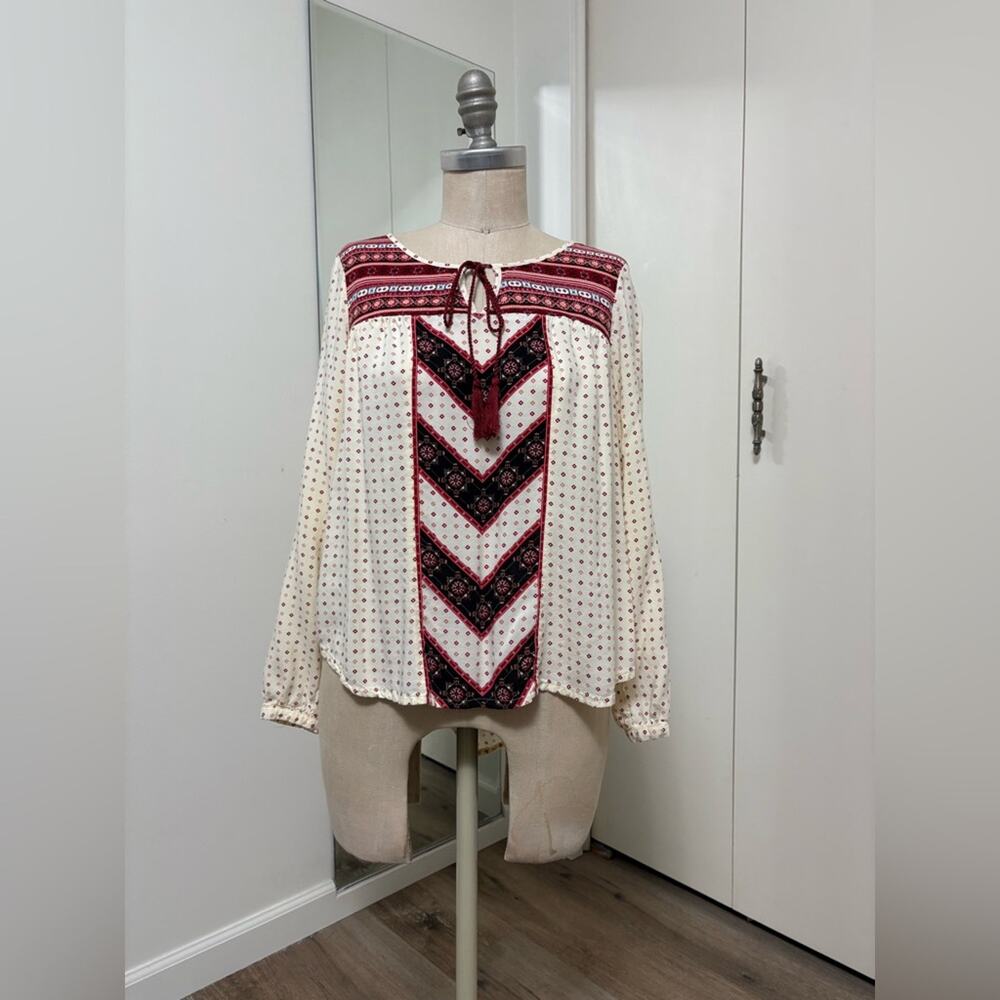 Cloud Chaser Women's Cream Bohemian Long Sleeve Blouse Small